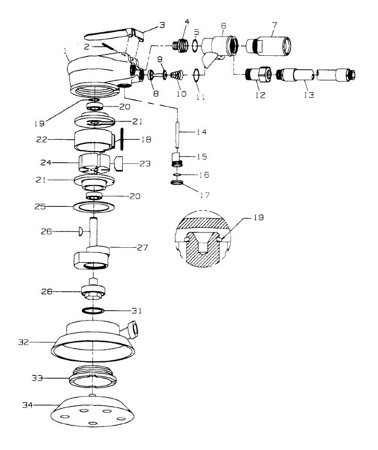 Diagram Diagram and Parts List for IR355  Ingersoll Rand Sander